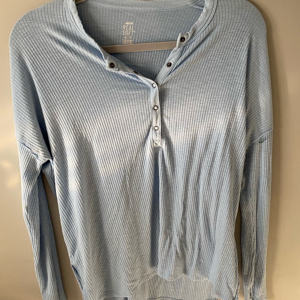 Button up ribbed long sleeve